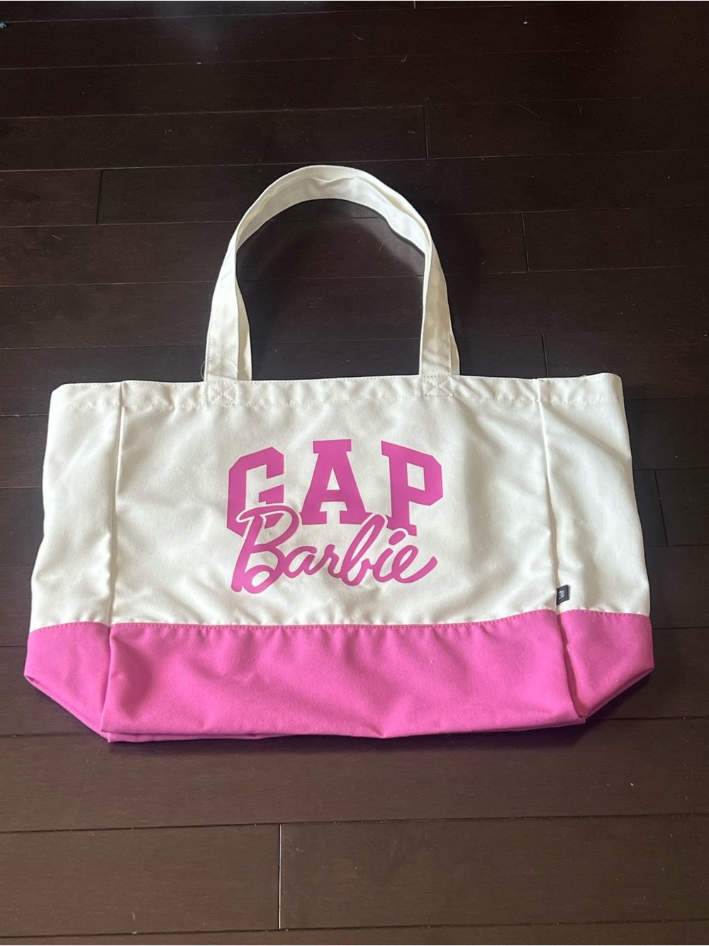 NWT GAP Barbie Canvas Tote Bag in White and Pink